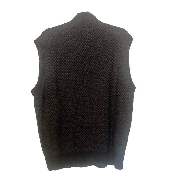 Robert Talbott Sweater Mens Large Gray Tweed 1/4 Zip Vest Sleeveless Merino Wool - Picture 4 of 9
